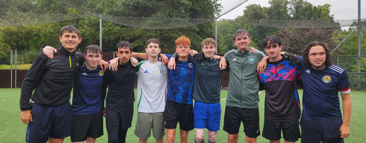 Under 23s team lineup before the match at Super Soccer, Glasgow in the Big Bro Soccer League