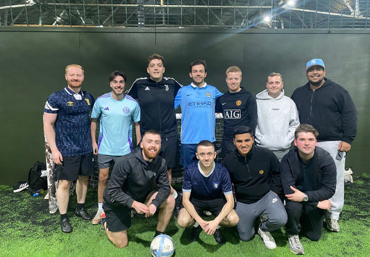 Darnley Disappointment 5-a-side team lineup before their dominant 13-3 win against KP Derry in the Championship at Super Soccer, Glasgow